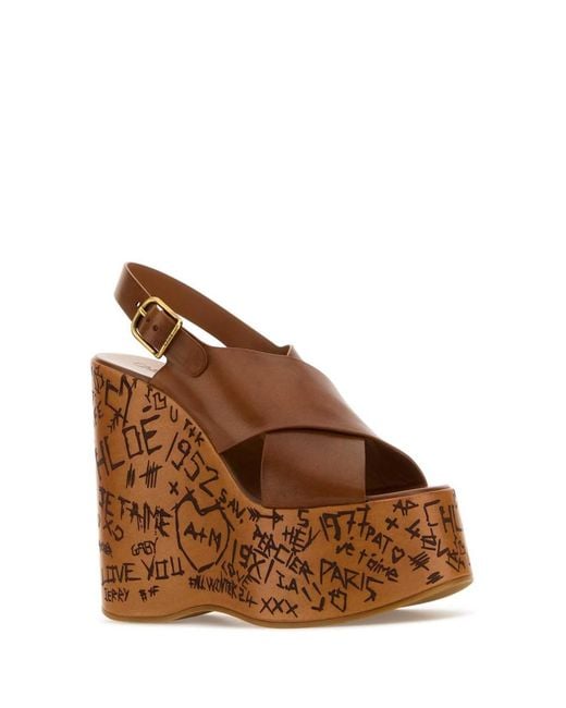 Chloé Brown Maxime Wedge Sandals