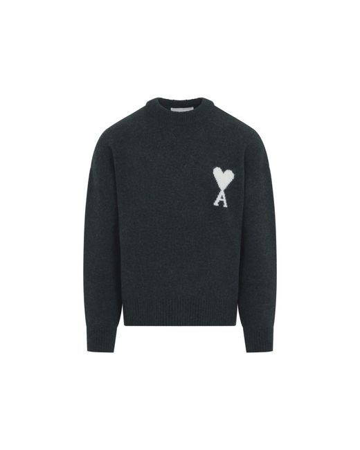 AMI Black Crew Neck Sweater for men