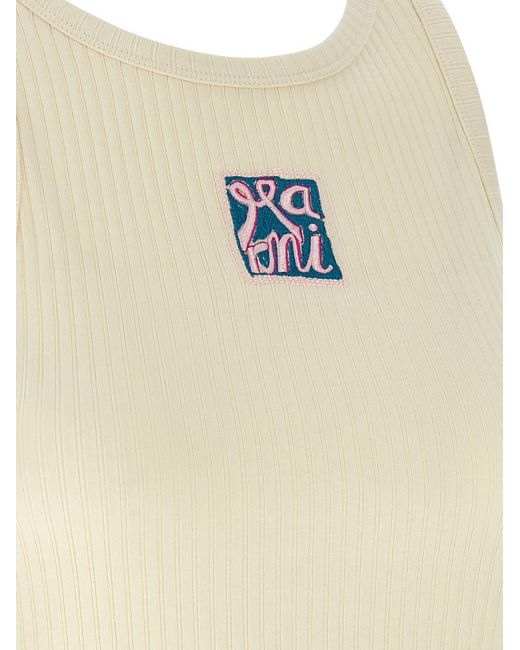 Marni Natural Logo Patch Tank Top Tops
