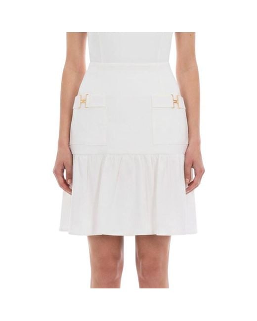 Elisabetta Franchi White Solid Mini Skirt