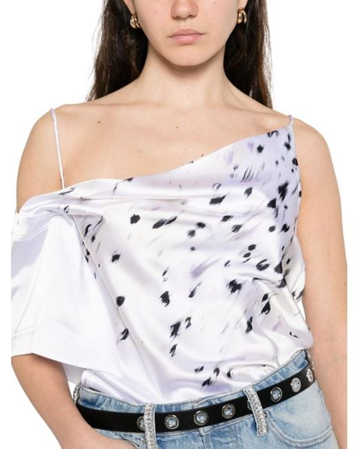 IRO White Printed One Shoulder Top