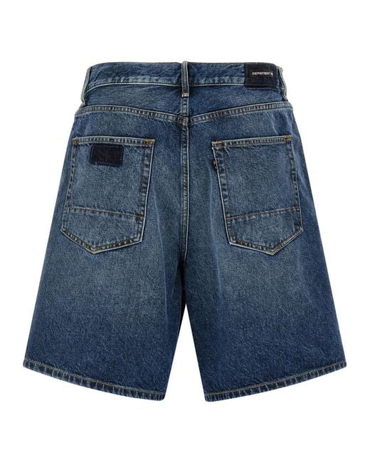 Department 5 Blue Solid Denim Shorts for men