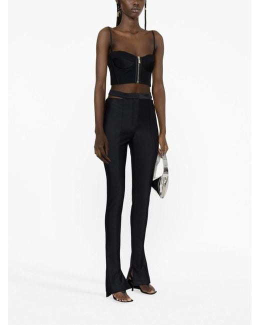 Mugler Blue Flared Stretch Trousers