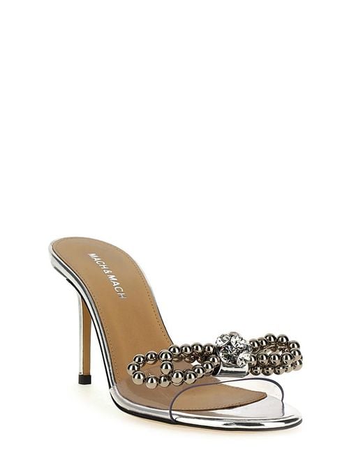 Mach & Mach Metallic 'Stud Bow' Sandals