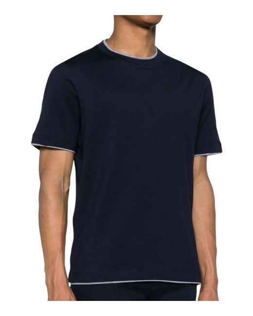 Brunello Cucinelli Black Solid T-Shirt for men