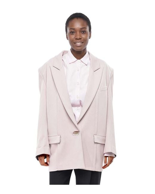 The Attico Pink Light Solid Peaked Lapel Blazer