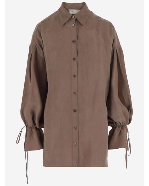 Blumarine Brown Washed Gabardine Dress