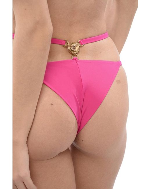 Versace Red Solid Bikini Bottom Swimwear