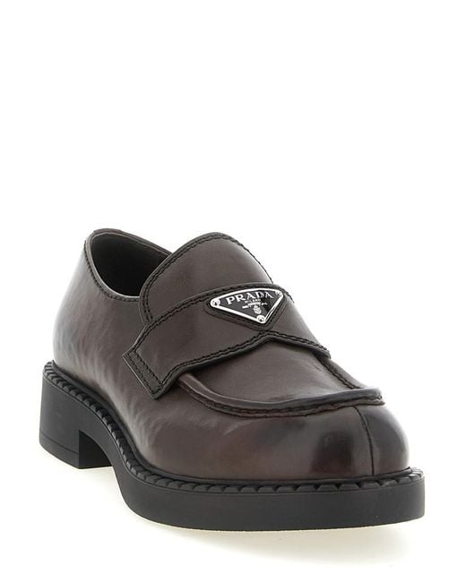 Prada Brown Leather Loafers for men