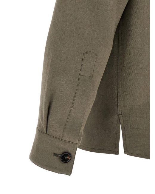 Zegna Green Regular Solid Shirt for men