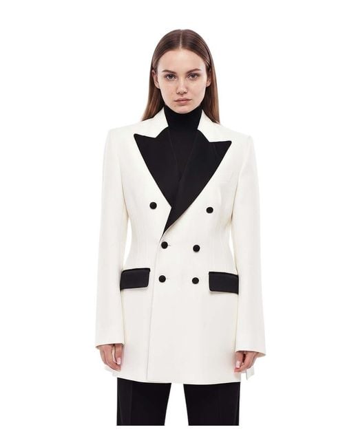 Dolce & Gabbana White Solid Peaked Lapel Jacket