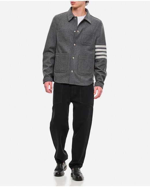 Thom Browne Gray 4 Bar Utility Patch Pocket Jacket for men