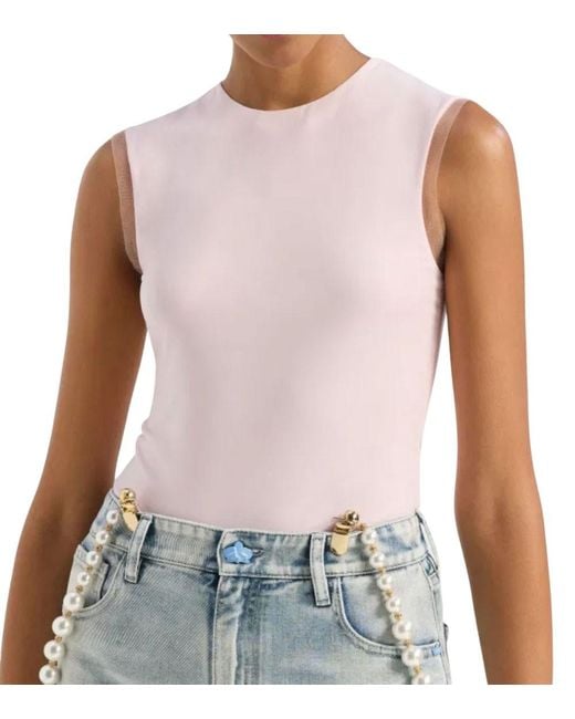 Genny Pink Solid Round Neck Top