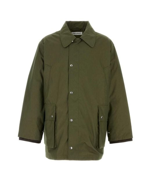 Our Legacy Green Solid Shirt Collar Jacket for men