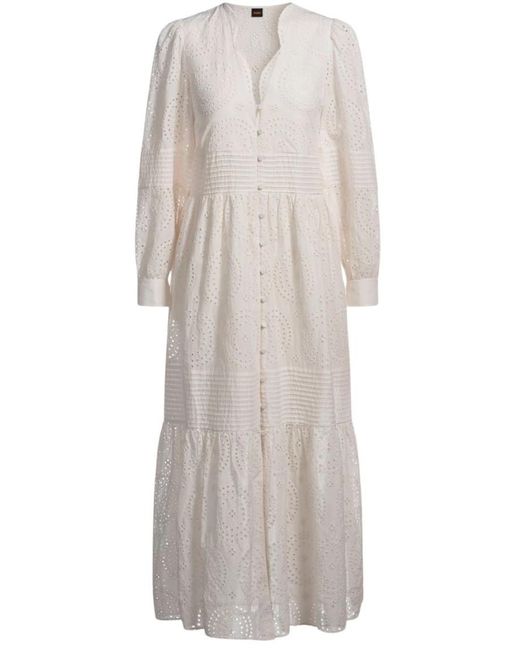 Boss White V-Neck Dress