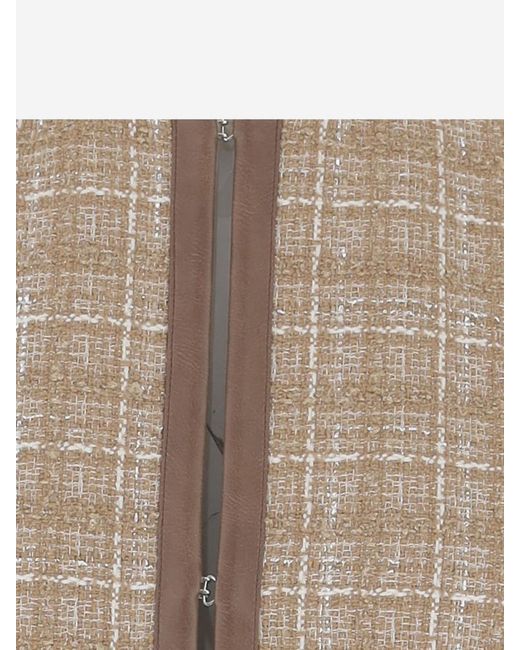 Pinko Natural Cotton Blend Jacket With Check Pattern
