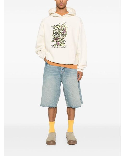 Brain Dead White Scrambled Head Hoodie for men