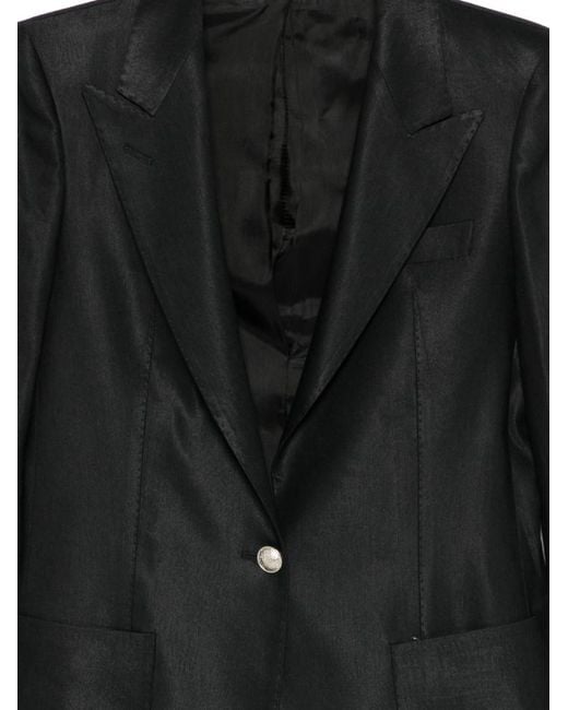 Tagliatore Black Solid Peaked Lapel Suit