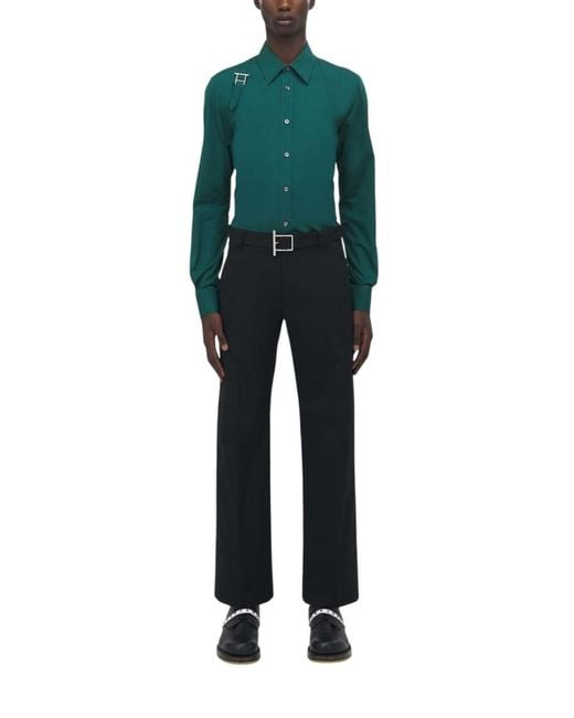 McQueen Blue Flat Front Trouser for men