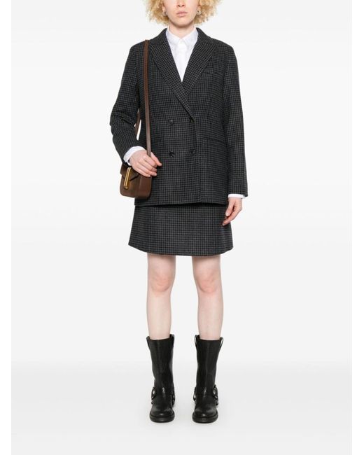 A.P.C. Black Double-Breasted Anthracite Wool Blazer