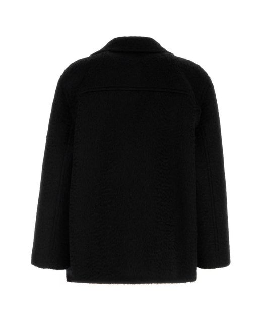 Valentino Black Mohair Wool Two-Button Coat for men