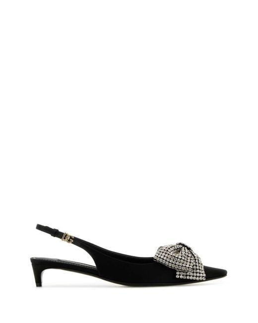 Dolce & Gabbana Black Satin Kitten Heel Pumps