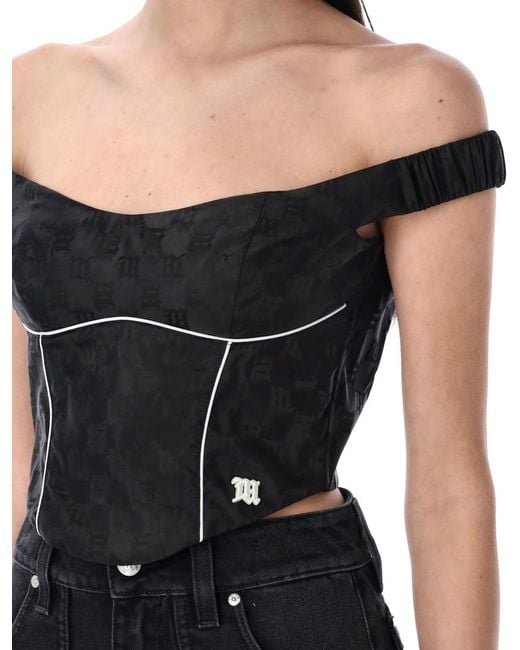 M I S B H V Black Monogram Nylon Corset Top