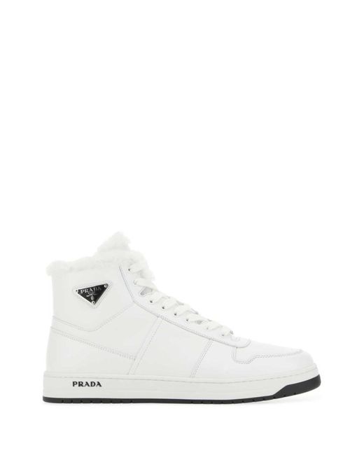 Prada White Leather Sneakers for men