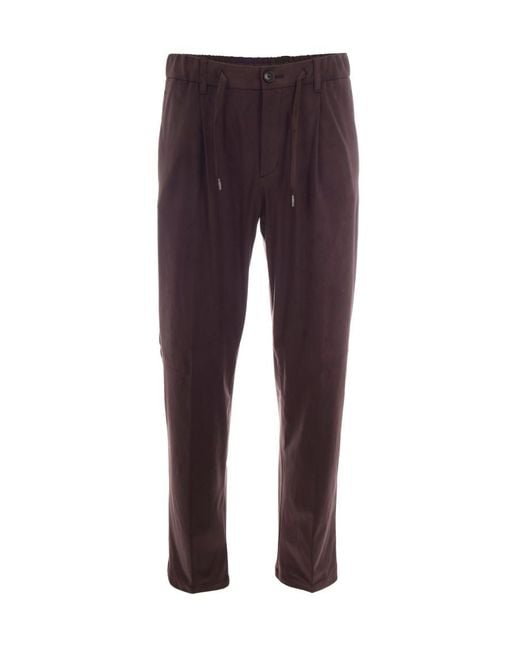 Herno Purple Dark Pinces Drawstring Formal Pants for men