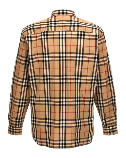 Burberry Cotton Check Print Button Down Shirt in Natural for Men Lyst