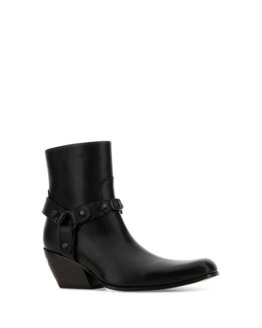 Balenciaga Black Solid Square Toe Boots