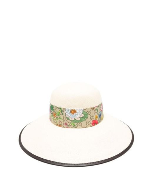 Gucci White Flora Straw Hat