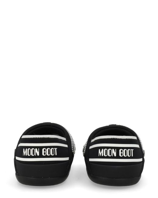 Moon Boot Black Logo Slippers