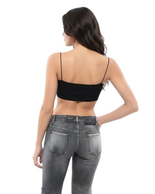 DSquared² Black Solid Scoop Neck Top