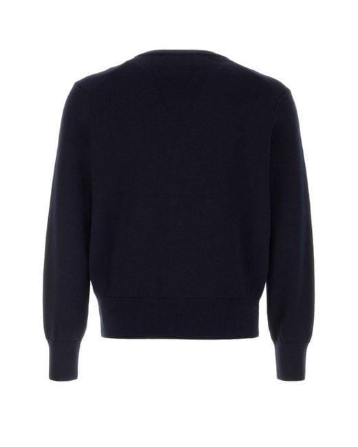 AMI Blue Ami Dark Wool Cardigan for men