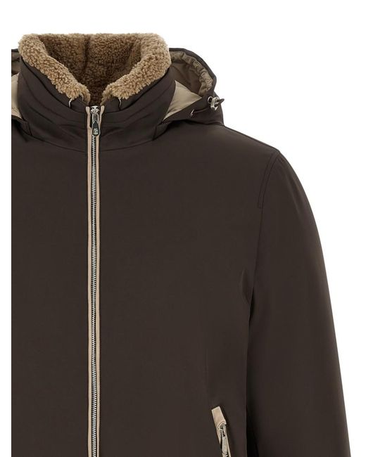 Brunello Cucinelli Black Solid Hood Jacket for men