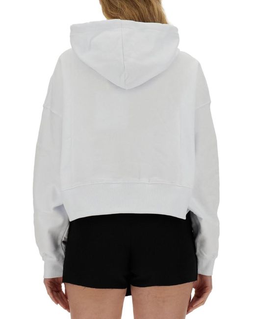 MSGM White Logo Hood Sweatshirt