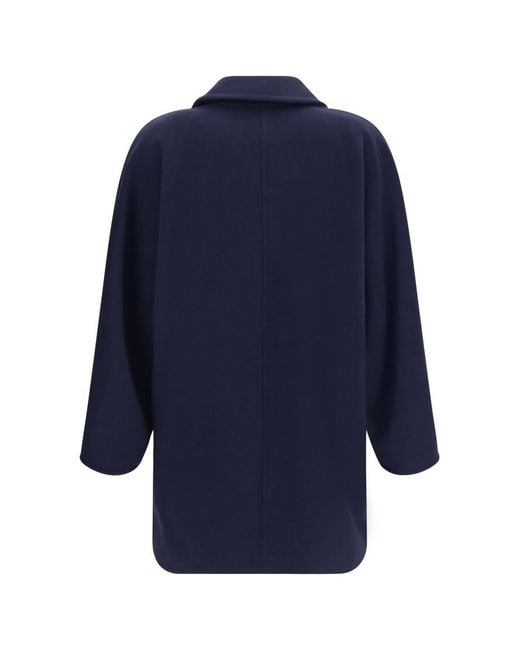 Max Mara Blue Solid Peaked Lapel Jacket