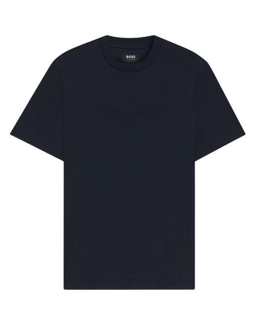 Boss Blue Solid Crew Neck T-Shirt for men