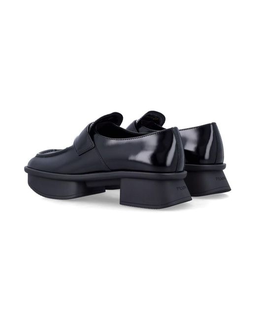 Prada Blue Equal Brushed Leather Loafers