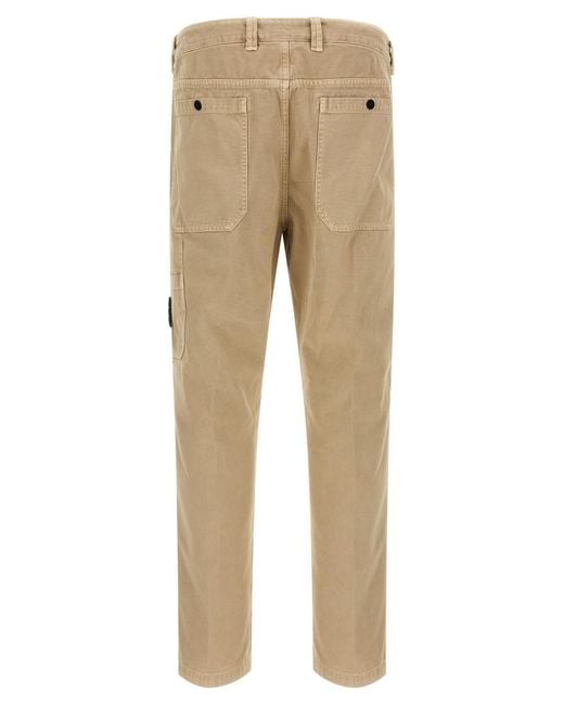 Stone Island Natural Regular Flat Front Pants for men