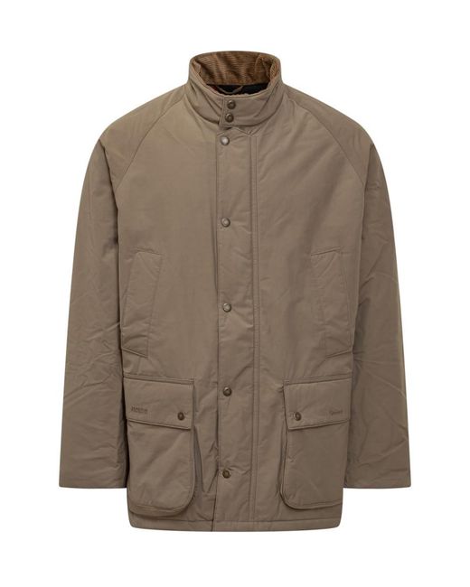 Barbour Brown Solid Band Collar Jacket for men