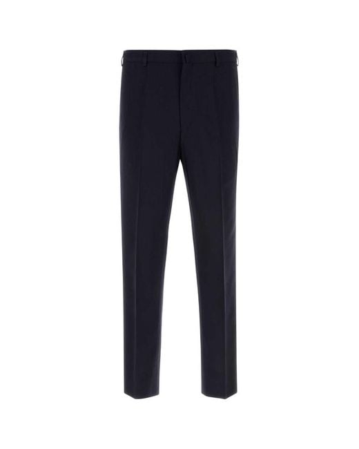 Prada Blue Flat Front Pants for men