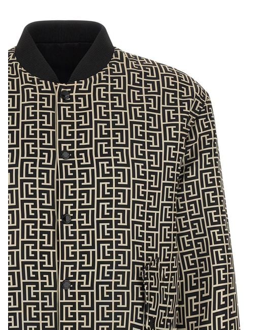 Balmain Gray Reversible Bomber Jacket for men