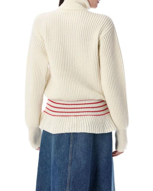 Chloé White Oversized Wool And Mohair Knit Turtleneck Jumper