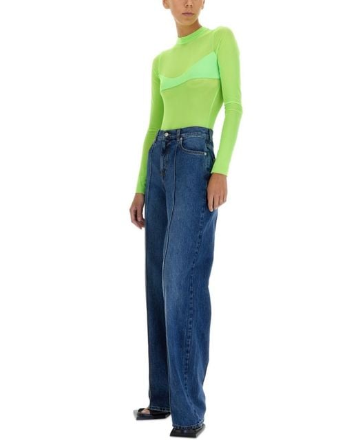 NOT AFTER TEN Green Solid Mock Collar Top
