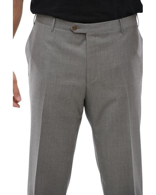 Corneliani Gray Flat Front Pants for men