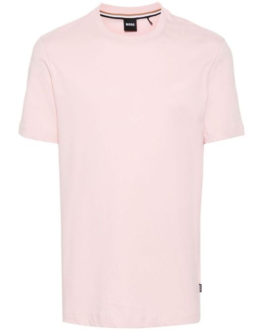 Boss Pink Round Neck Cotton T-Shirt for men