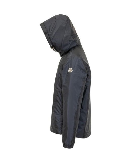 Moncler Blue Solid Hood Jacket for men