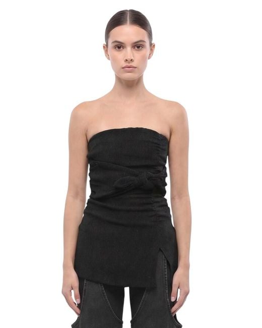 Ganni Black Solid Strapless Top